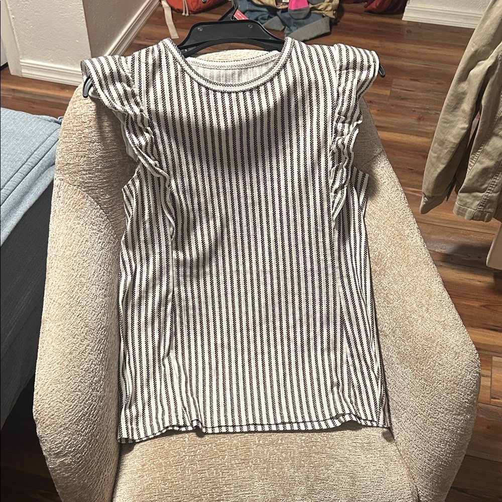 Striped Ruffle Sleeve Top